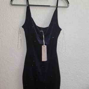 Navy Blue Glitter Cocktail Dress